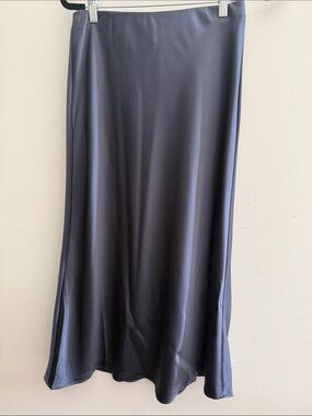 Women's Truth By Republic S Petite Navy Satin Slip Skirt Elastic Waist Navy Blue
